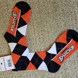 NHL Anaheim DUCKS Argyle Crew Socks - Black, Orange, White